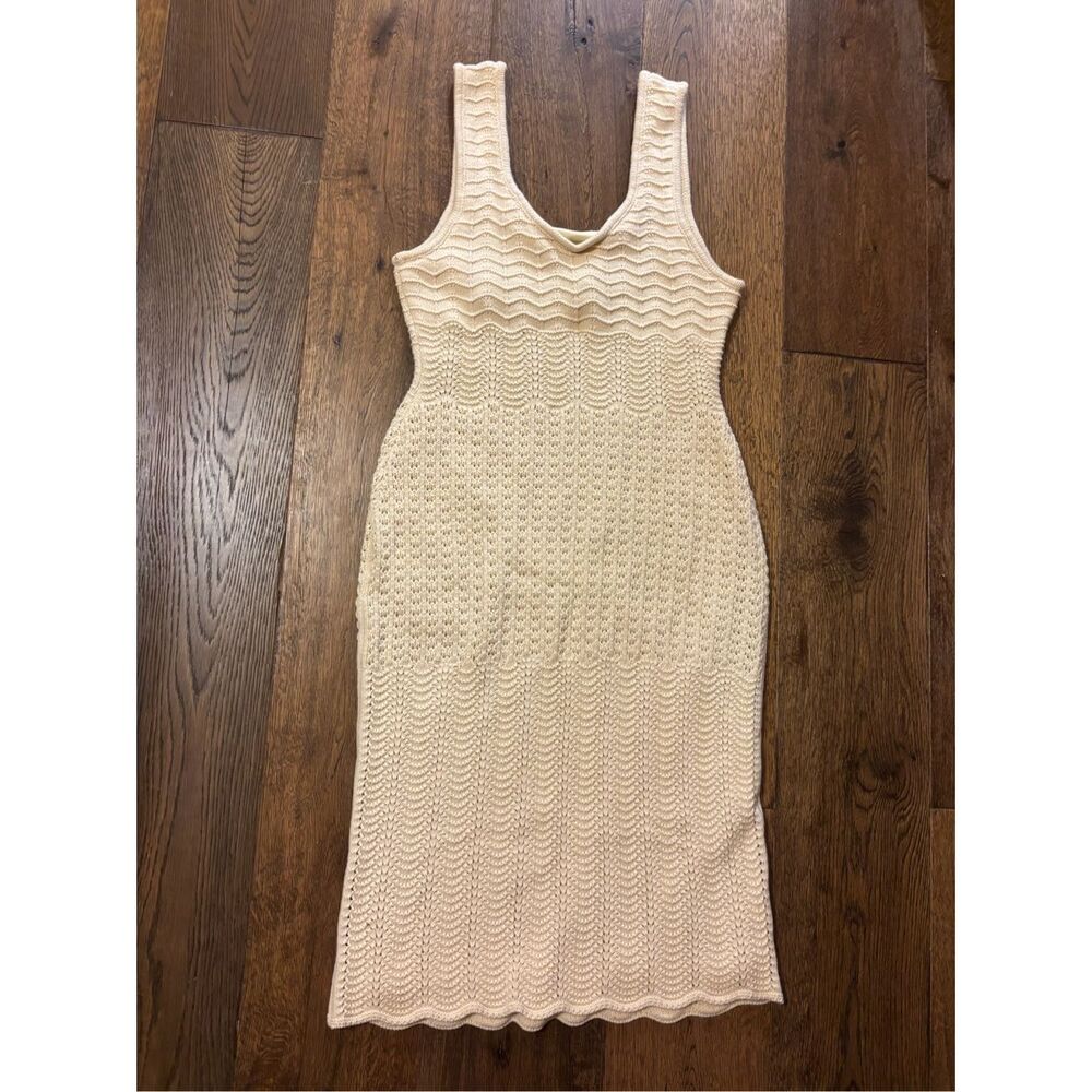 House of Harlow cream crochet lace tank sweater dress L